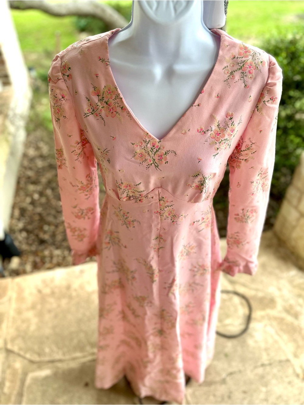 STUNNING Handmade Cottagecore Vintage Pink Floral Long Sleeve Maxi Dress - Picture 10 of 16